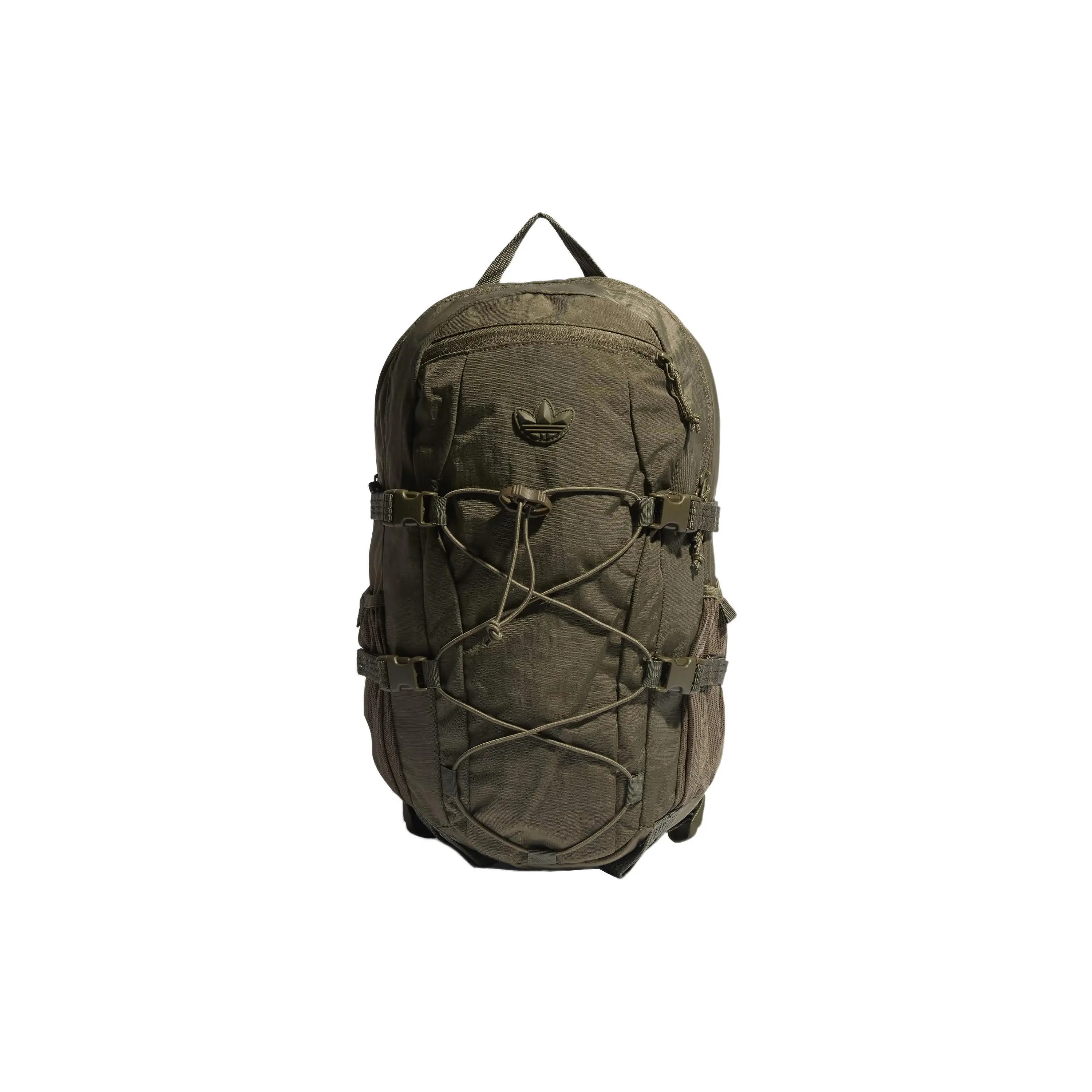 Adidas Originals Trefoil Zip-Top Drawstring Backpack in Recycled Nylon – Unisex Olive Green