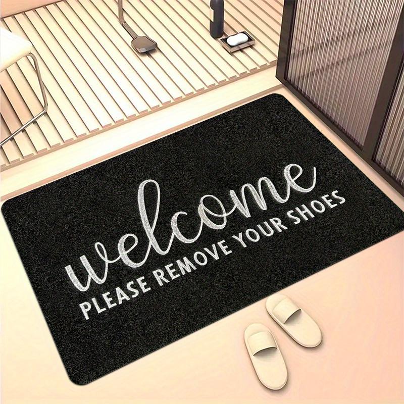 Welcome Please Remove Your Shoes Doormat Versatile Non-Slip Flannel Mat for Entryways Game Rooms Laundry Living Areas Machine Washable Lightweight Durable Ideal for Holidays Home Decor Entryway Mat Decorative Doormat Soft Texture Mat