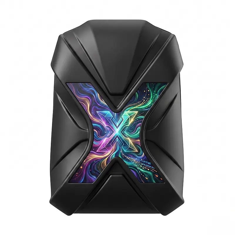 LED Knight Hard Shell Backpack, Black Geek Style with Matrix Core, Wireless Programmable Screen, Expandable 15.6" Laptop Compartment, USB Port, DIY Pixel Art Animation, Cyberpunk Tech Gift for Men (Power Bank Not Included), Wireless Diy