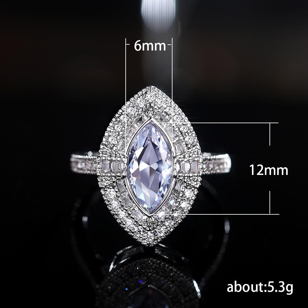 Luxury Marquise CZ Halo Ring for Women, Sparkly Silver Statement Ring, Elegant Cocktail Jewelry, Expensive Look Wedding Party Gift Accessory