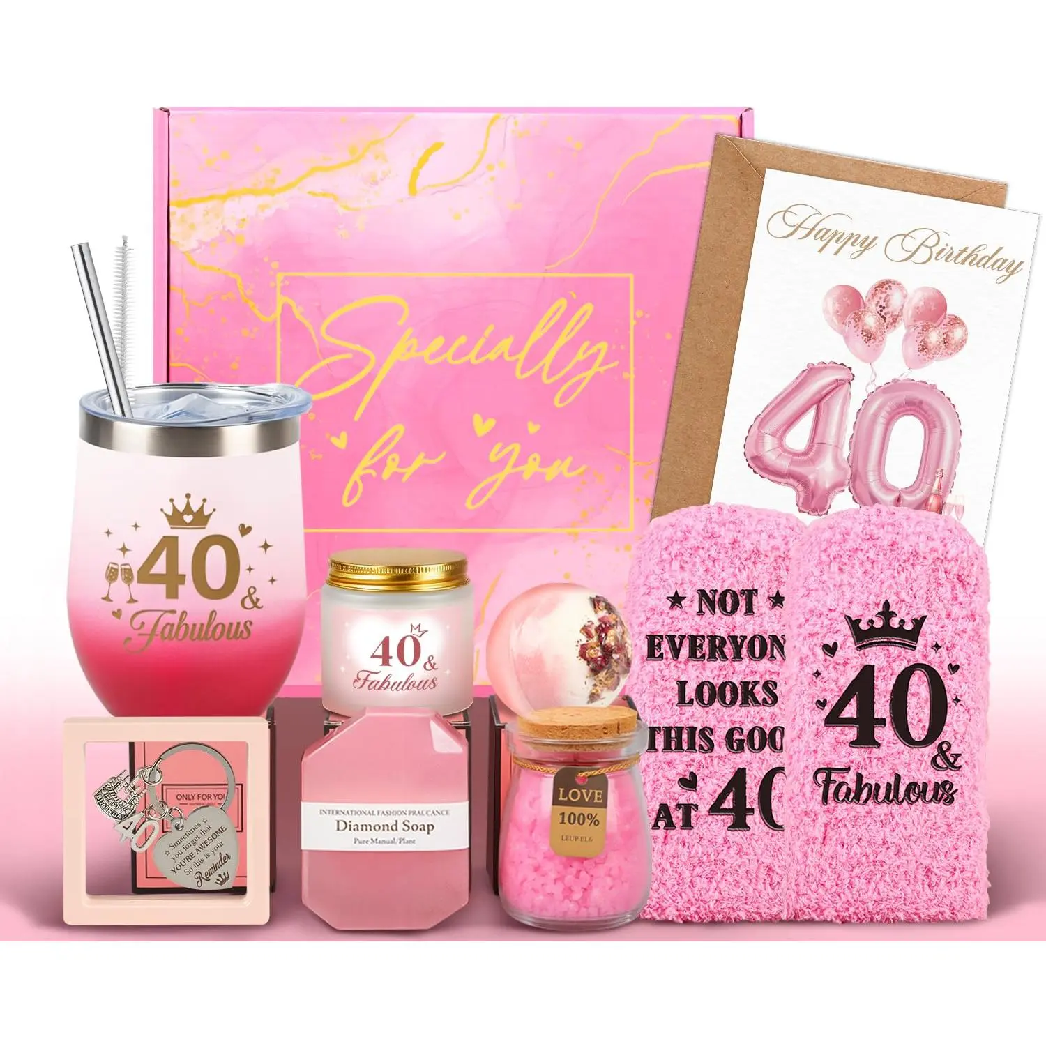 40th Birthday Gifts Women, 40 Year Old Birthday Gifts for Women Self Care Relaxing Spa Gift Basket Fabulous 40th Birthday Gift Idea for Her Happy 40Yr Birthday Gift for Woman Mom Wife Sister Friends