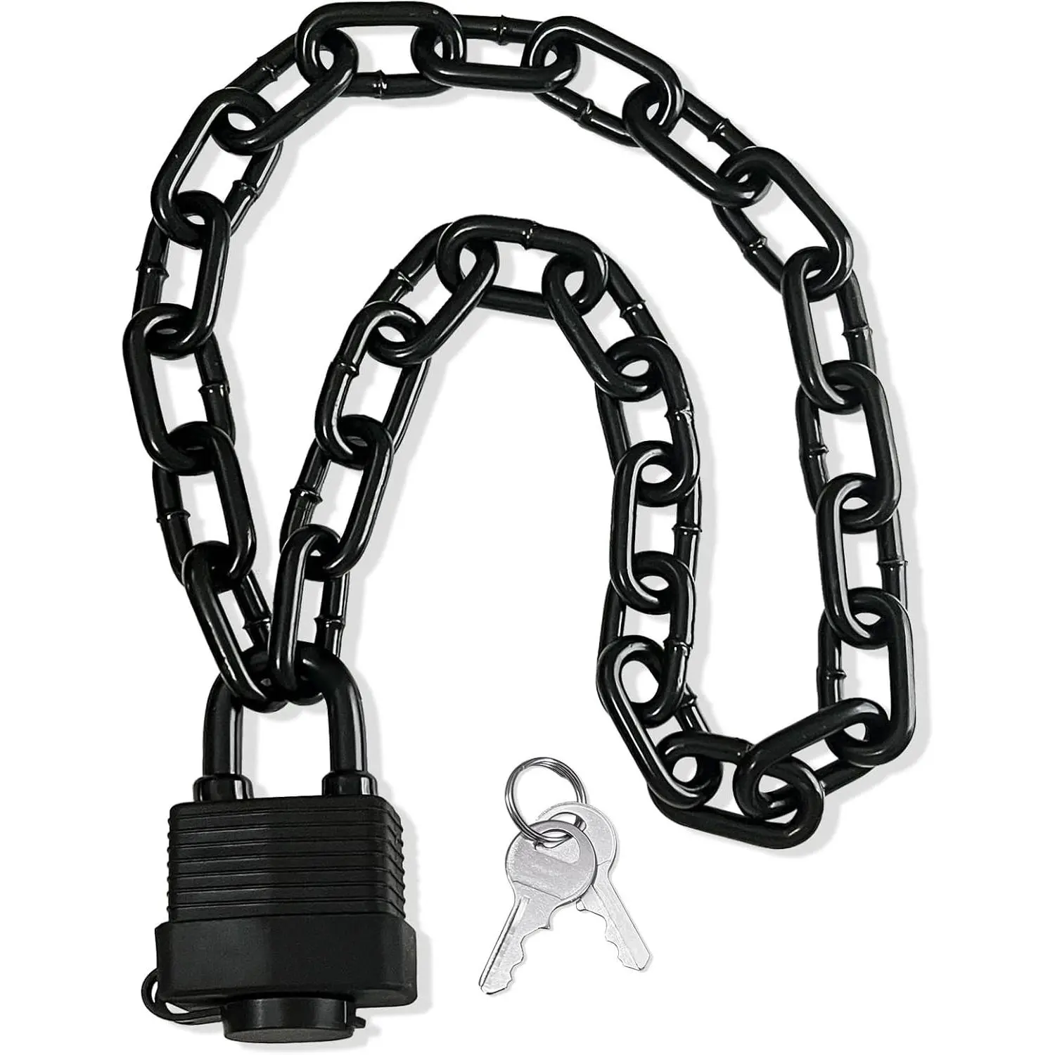 Hardened Steel Outdoor Padlock + Chain Set, Heavy-Duty Weather-Resistant Anti-Theft Key Lock for Fences, Backyard Gates, Motorcycles
