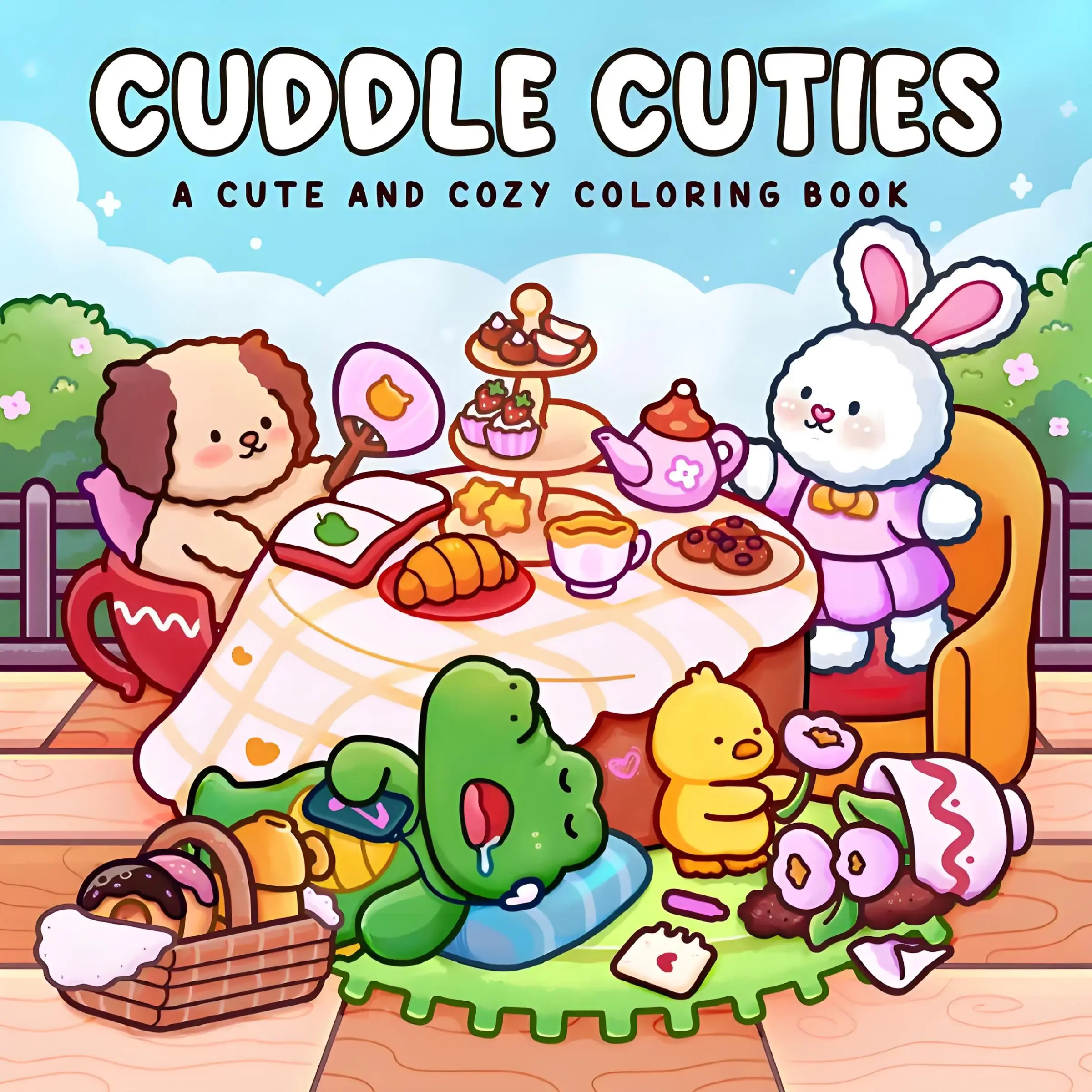 Cuddle Cuties Cute Cozy Coloring Book for Adults | Kawaii Animal Tea Party Coloring Pages, Relaxing ASMR Coloring Sheets, Stress Relief Cute Cartoon Coloring Book Gift for Women Girls,School start/occasion gifts, relaxation and anxiety relief