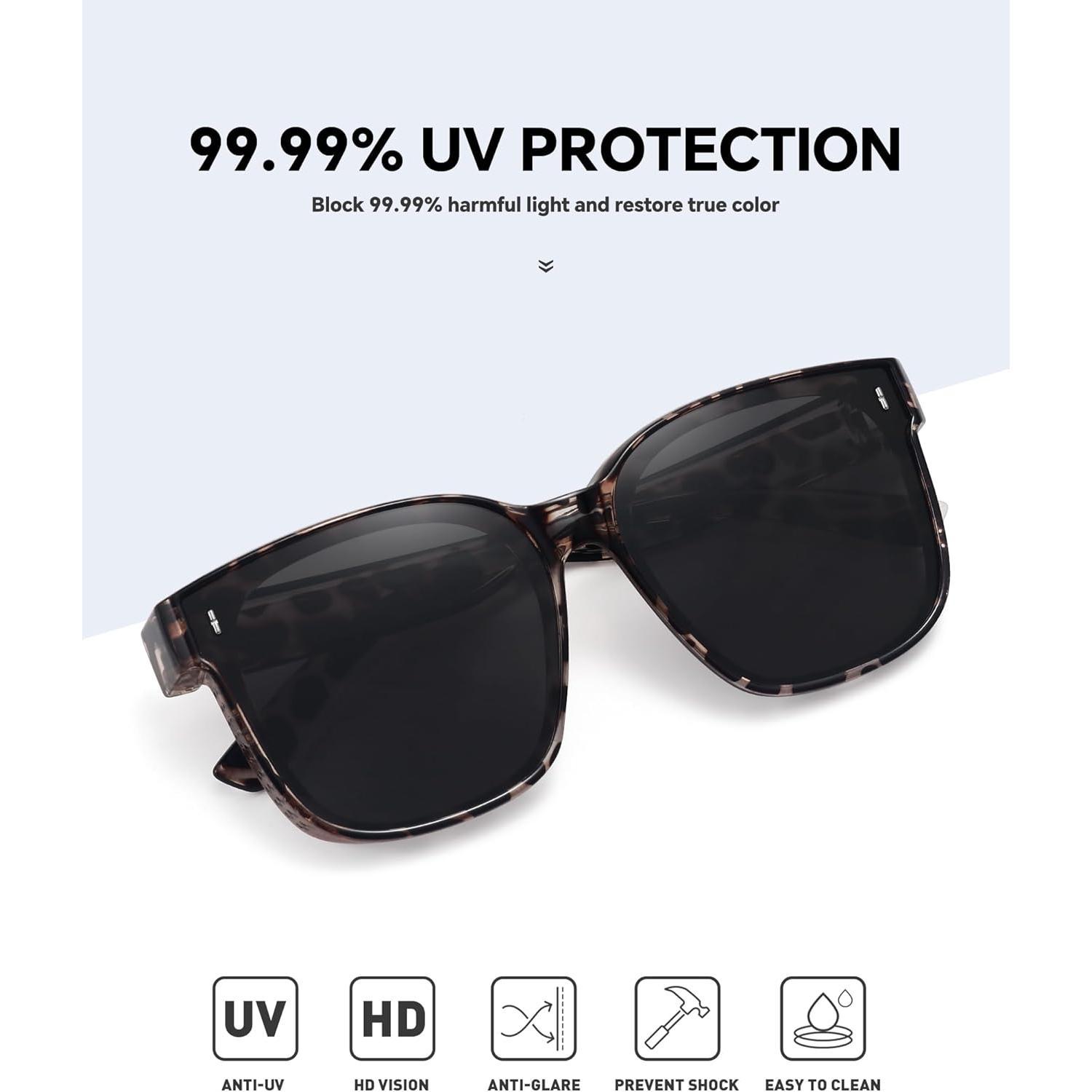 Oversized Square Polarized Sunglasses with HD UV Protection PERKEY Square-Oversized Black UV Protected Polarized  main image 2