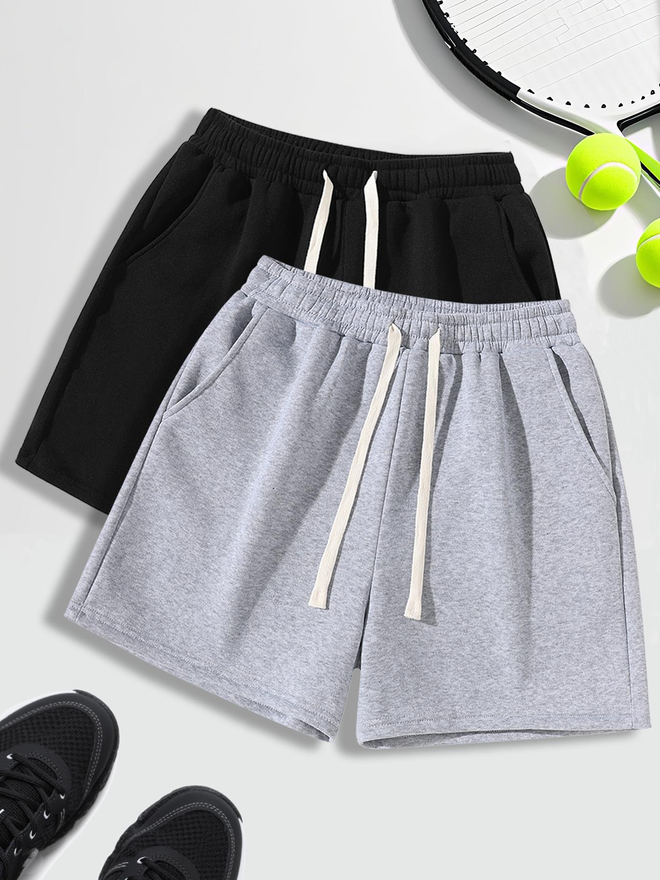 Unisex Drawstring Waist Shorts, Athleisure Casual Shorts, Soft Comfortable Solid Color Basic Style, Suitable for Casual Sports Outdoor Activities