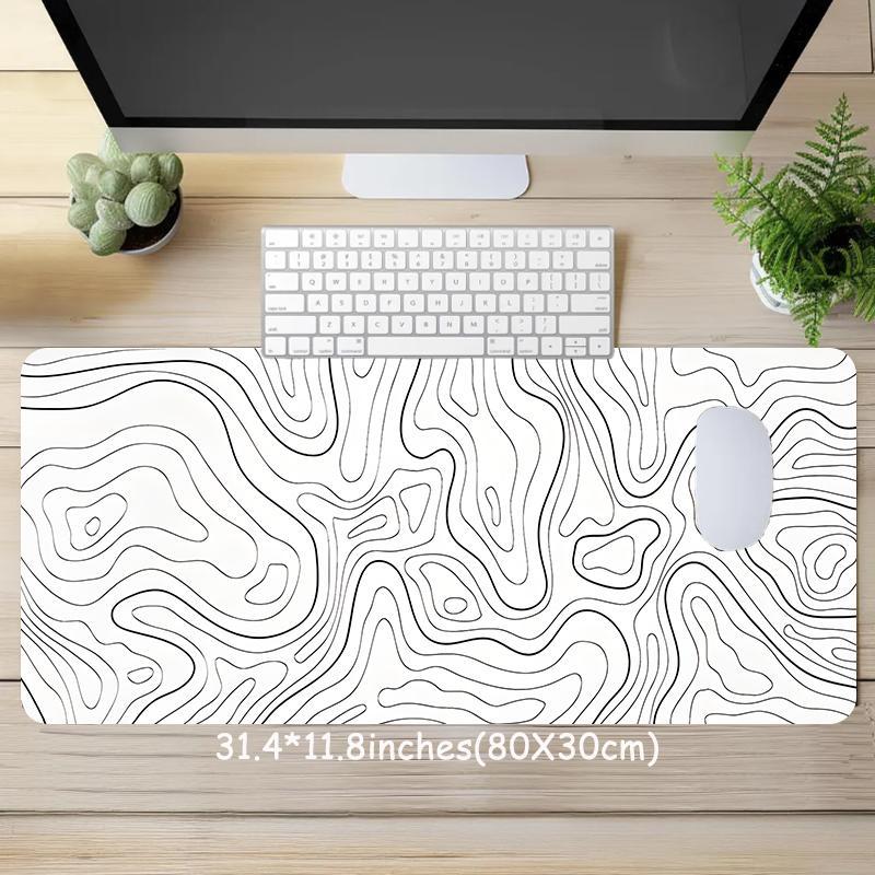 Topographic Line Pattern Mouse Pad, Rectangular Gaming Mouse Pad, Non-Slip Rubber Mat, Multi-Size Mousepad for Laptop and Desktop Gaming