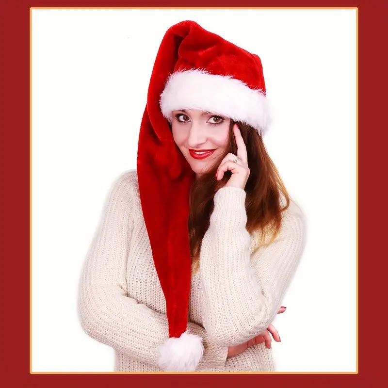 Long Plush Christmas Hat Velvet Cozy Long-Tai Plush Red Christmas Santa Hats New Year'S Holiday Party Supplies New Year 2025