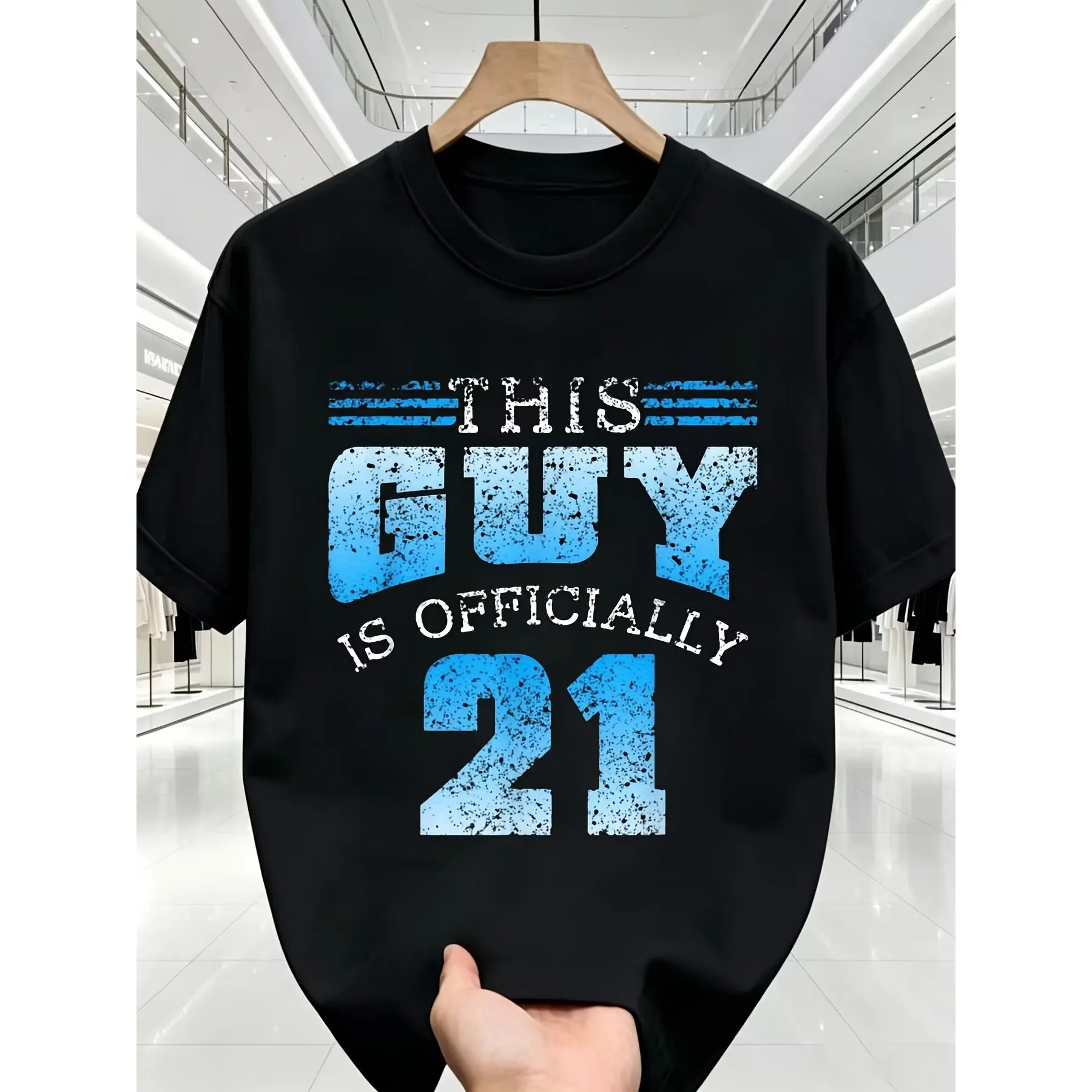 21St Birthday Gift T-Shirt for Men Officially 21 Funny Birthday Party Shirt with Bold Blue Text Heavyweight 180Gsm Ideal for Dad Him 21St Birthday Decorations Machine Washable Same Style