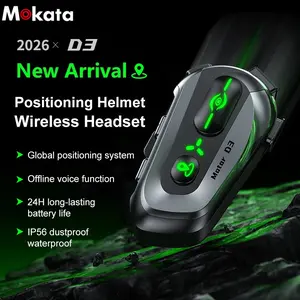 MOKATA D3 motorcycle helmet headset, equipped with a global positioning system (iOS only) and offline AI voice alerts, Bluetooth 5.3, 300 hours standby time, 18 hours talk time, 40mm standard speaker, supports automatic and hands-free answering