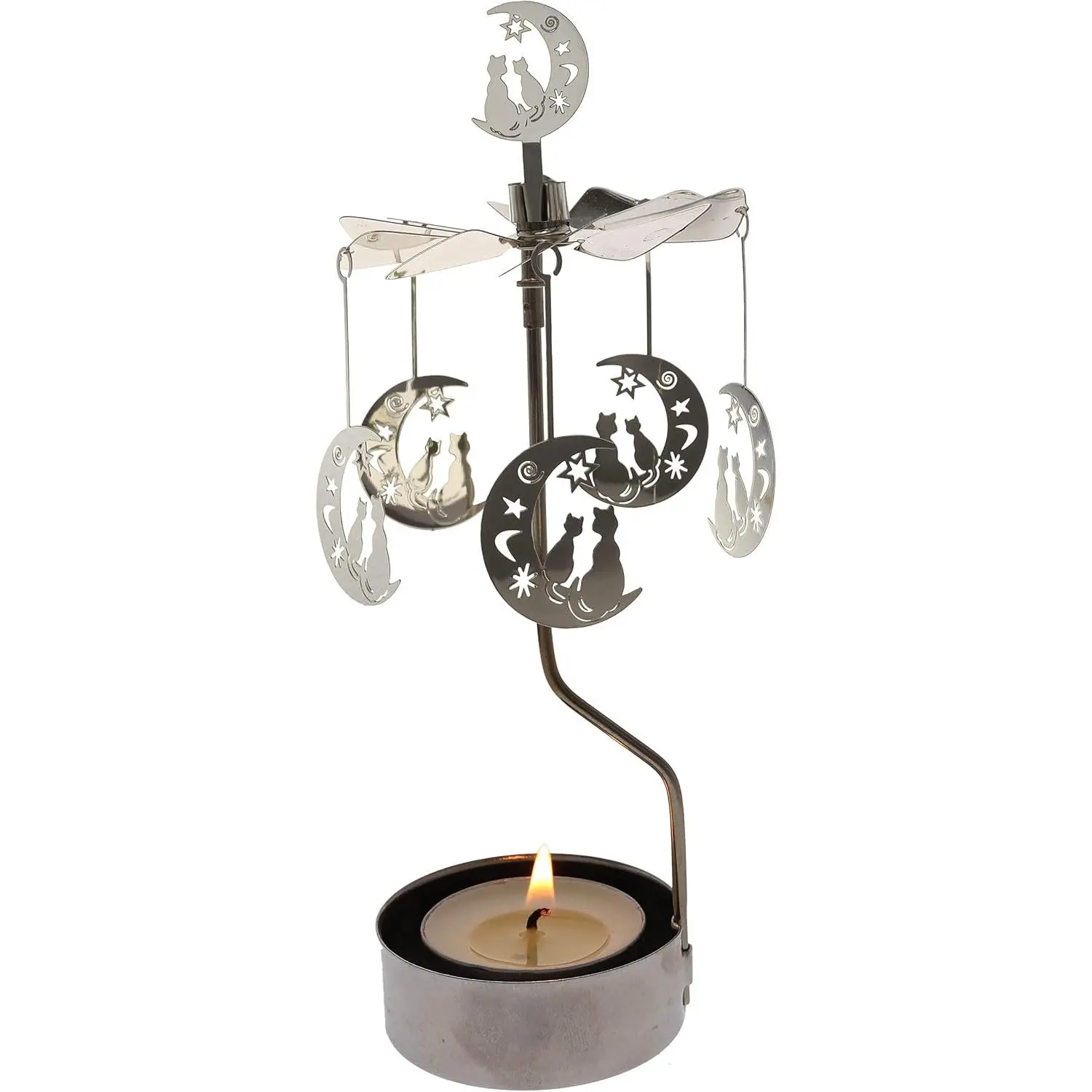 Rotary Candle Holder Spinning Candleholder Metal Small  (Moon+)