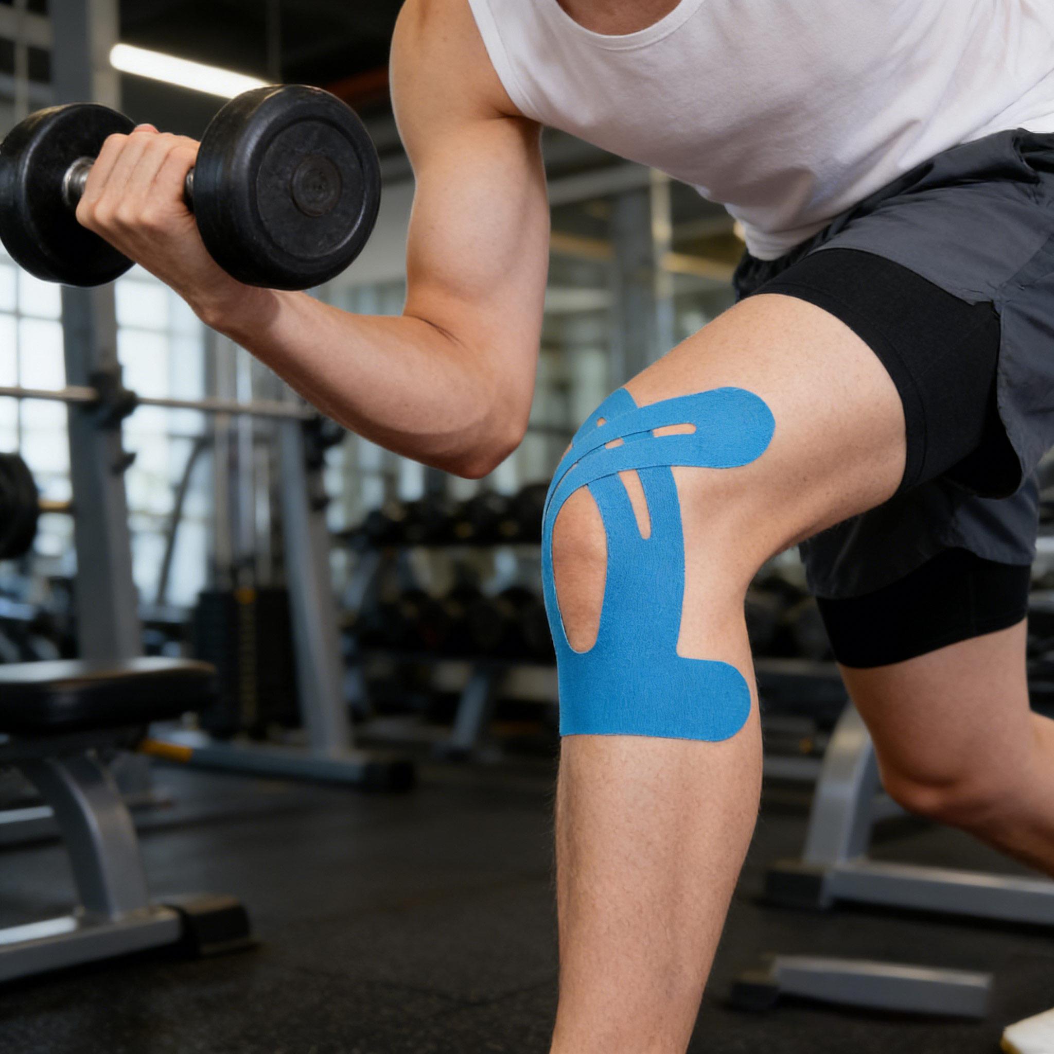 High Performance Knee Support Kit with Kinesiology Tape & Muscle Patches, Skin-Friendly Comfortable Brace for Running & Fitness