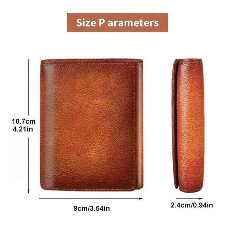 Premium Men’s Trifold Wallet - RFID Blocking Genuine Cowhide Leather Dual ID Windows for Daily & Business Use