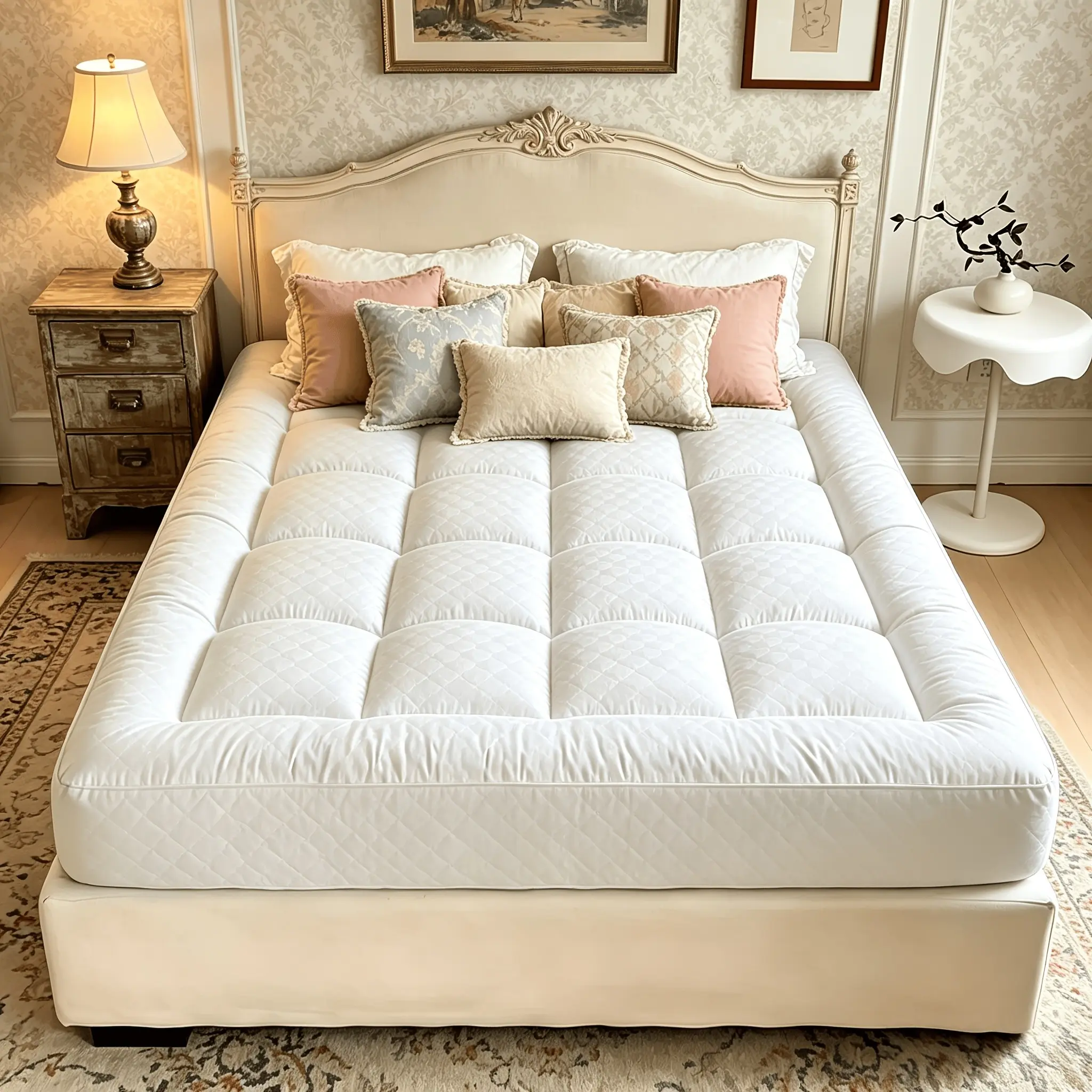 Mattress Pad, Soft Plush Mattress Protector Cover with Deep Pocket, Noiseless Breathable Mattress Topper for Queen/Full/Twin/King Size, Machine Washable, Hotel Quality Mattress Cover