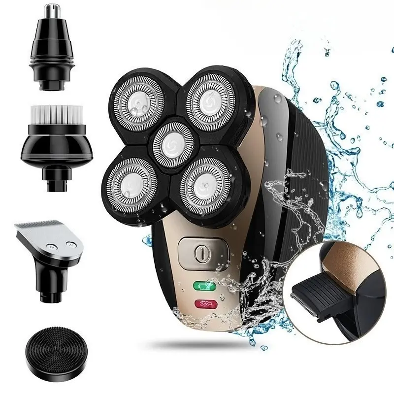 Portable Lightweight Men's Multifunctional Electric Shaver Set, Wet/dry Cordless Razor, 5-Blade Trimmer, Waterproof Rotating Blades, Gift for Him