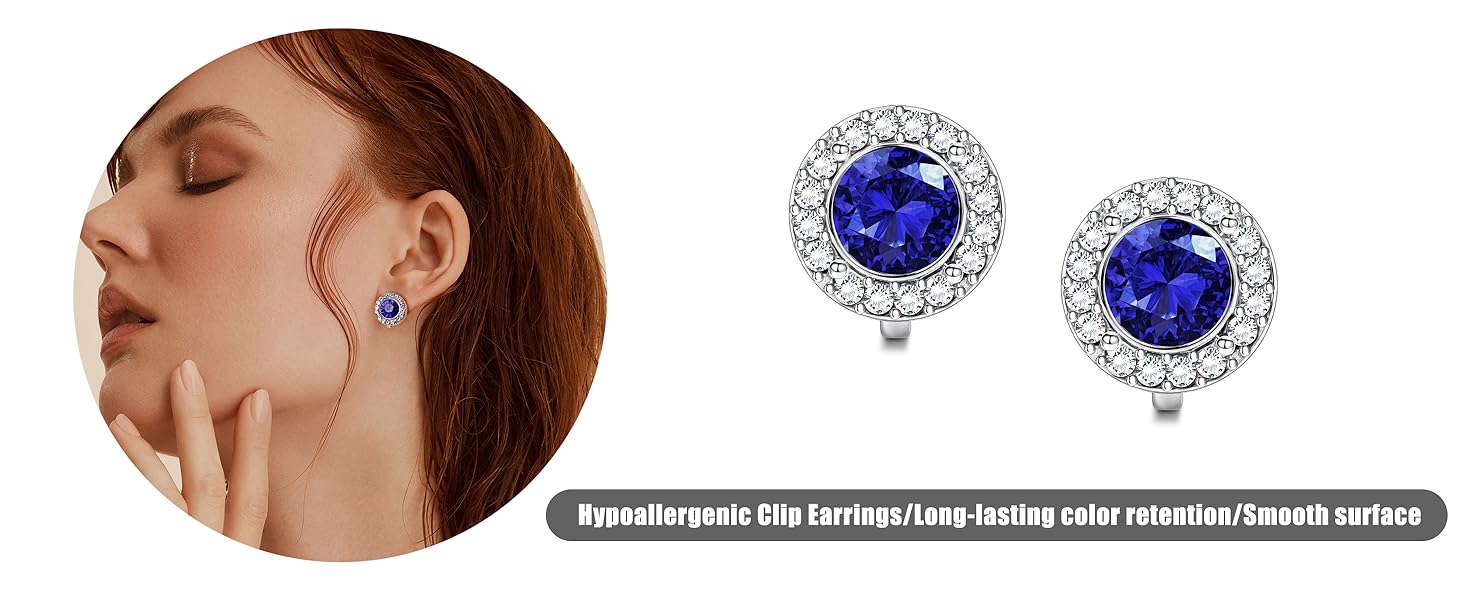 MILACOLATO Elegant Clip on Earrings for Women Crystal Wedding Earrings Clip on Rhinestone Dance Competition Stage Opera Performance Earrings Formal Earrings for Brides Bridesmaids Non Pierced Jewelry