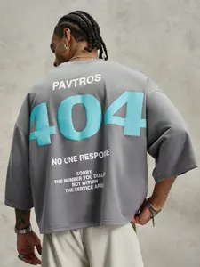 Blokecore Oversized Men's T-Shirt Heavyweight Drop Shoulder Graphic Tee with 3D Foam Print 404 Error, Retro Streetwear Aesthetic Top for Daily Skater OOTD