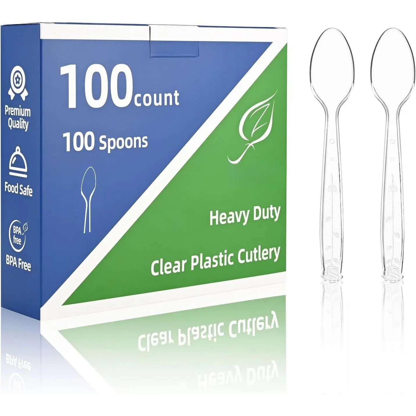 100-Count Heavy Duty Disposable Plastic Spoons, Disposable Tableware Utensils for Home, Festive & Party Supplies