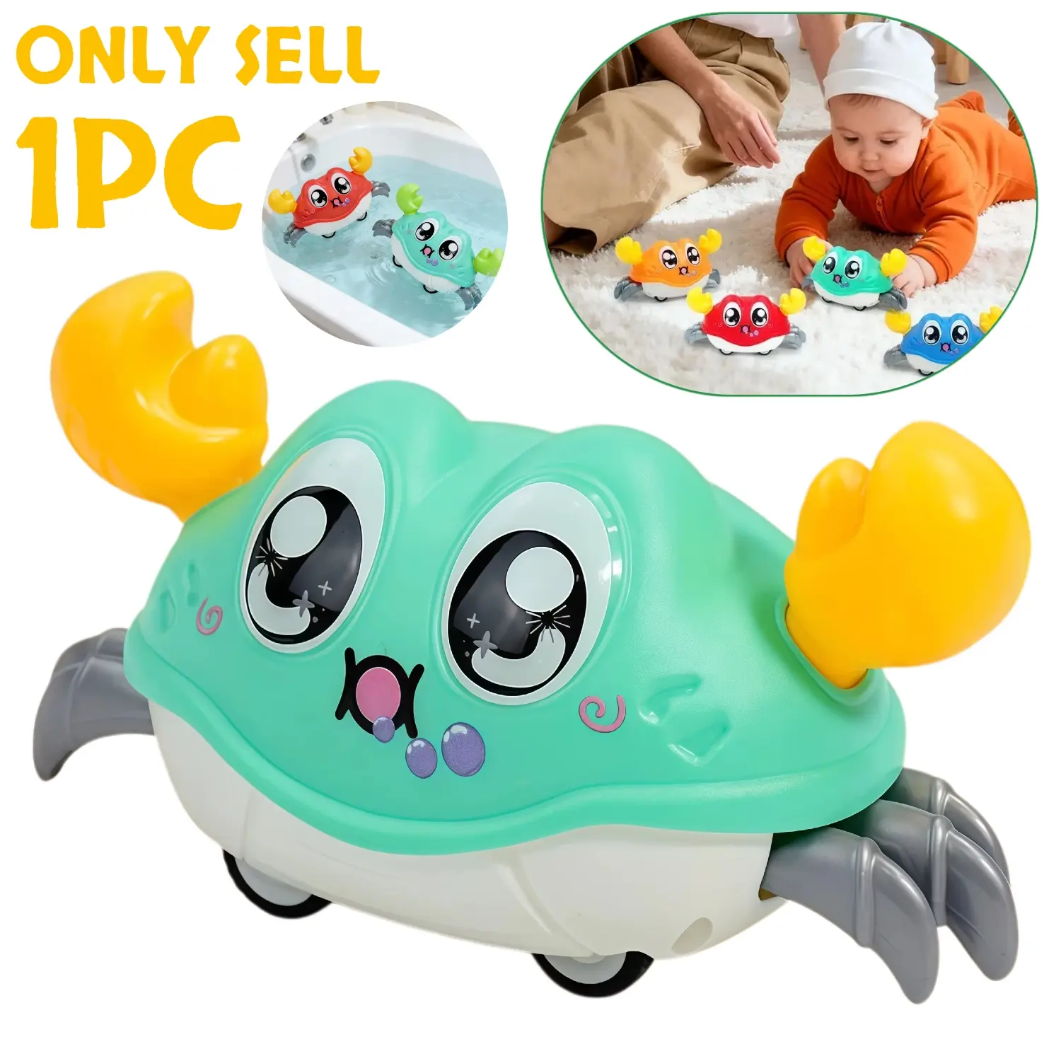 1pc crawling crab preschool education supplies, early learning toys for toddlers, Play, inertia running bubble crab, an interesting gift suitable for boys and girls