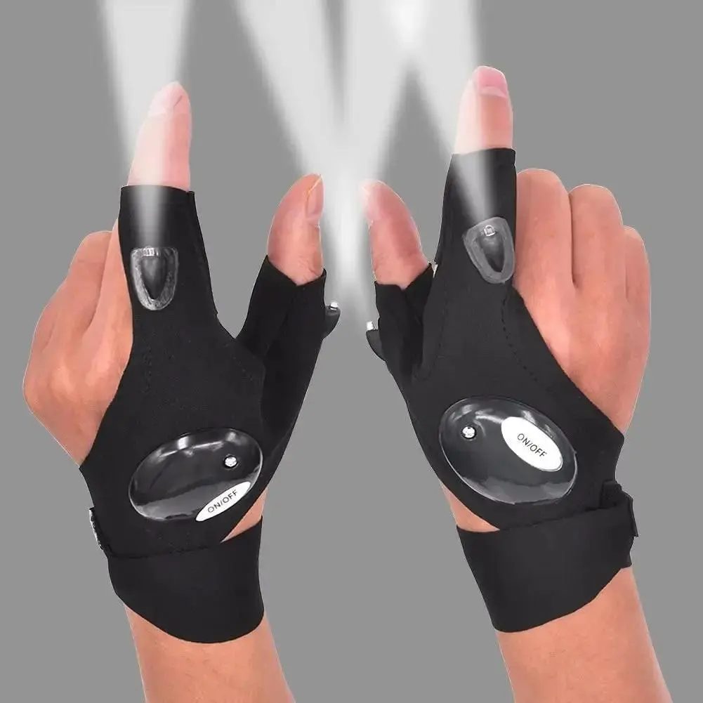 Fingerless Glove LED Flashlight Waterproof Torch Outdoor Tool Fishing Camping Hiking Survival Rescue Light Tool Lighting Gloves Emergency Flashlight Torches