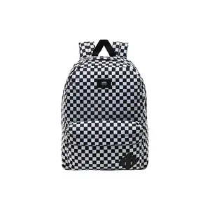 Vans Checkerboard Polyester Backpack for Men and Women – Casual Fashion Style in Black and White