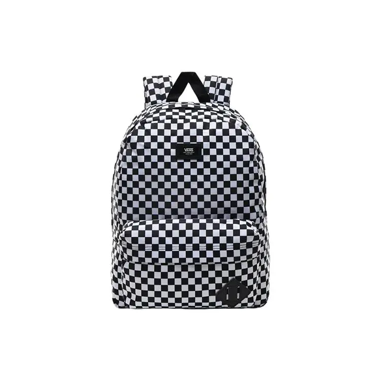 Vans Checkerboard Polyester Backpack for Men and Women – Casual Fashion Style in Black and White