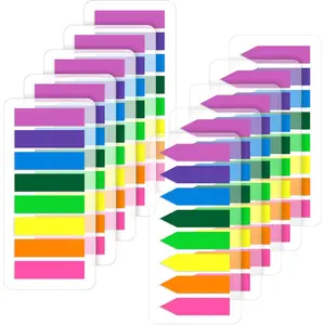 2000 Pcs Bright Page Markers Sticky Tabs, Translucent Arrow Flags Fluorescent Index Stickers, 8 Colors 10 Sets Small Sticky Notes for Notebooks
