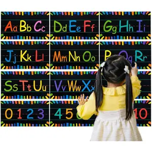 12 count Alphabet Bulletin Board Strips, Alphabet Chart and Number Line for Classroom Wall Decorations, Including ABC and 0-10 Number Bulletin Board Decorations