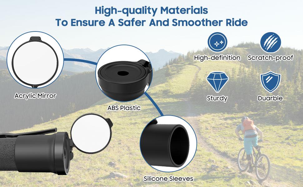 MoKo 2 Pcs Bike Mirrors, 360° Rotatable Bicycle Mirrors for Handlebars Convenient Safe Rearview Mirror Durable Acrylic Silicone Mirror for Mountain Bike Bicycle E-bike Motorcycle Round Handlebar