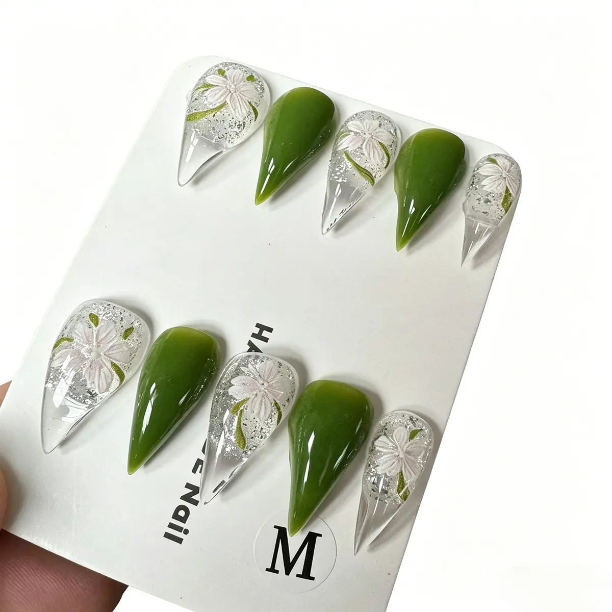 Spring Summer New 10-Piece Press-On Nails, Fake Nails, Decorative Nails, Sharp Ballerina Shape, 3D Dragon Claw Cat Paw Design, Reusable, Wedding Gift