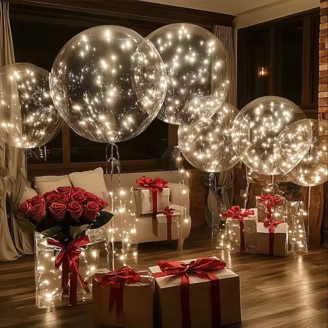10-Pack LED Transparent Magical Glow Balloons, No Internal Power Included, Perfect for Anniversary, Wedding, Birthday, Party Decorations