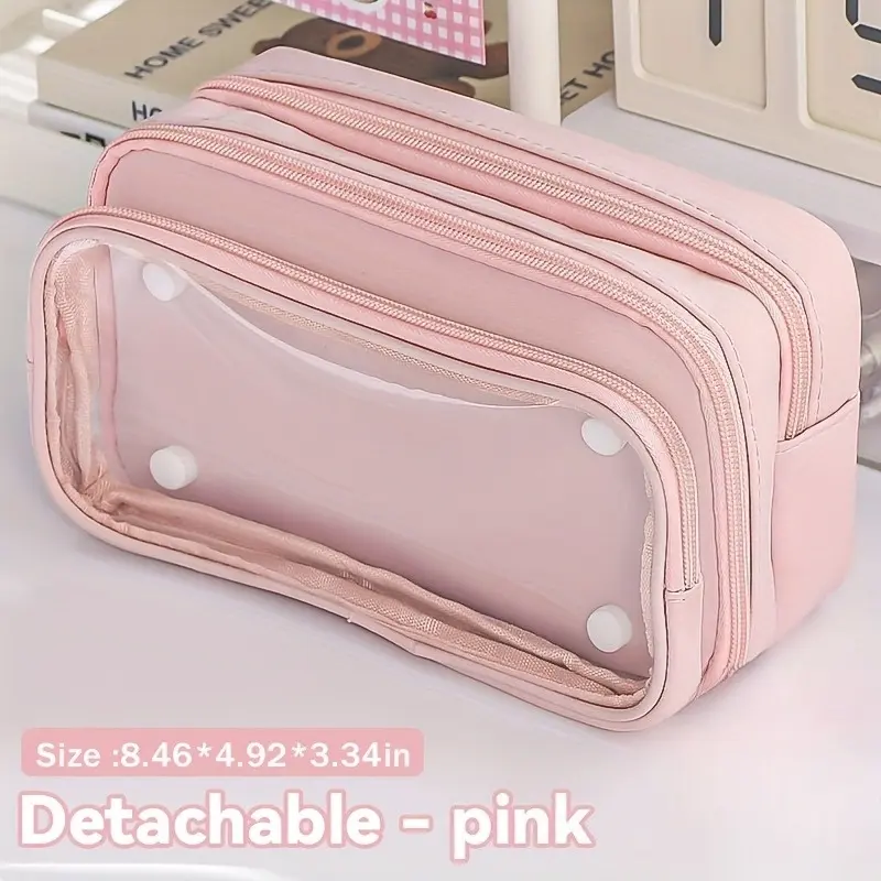 Large-capacity transparent multi-compartment pencil case, multi-functional office supplies stationery storage, detachable, essential for school start, ideal gift for holidays