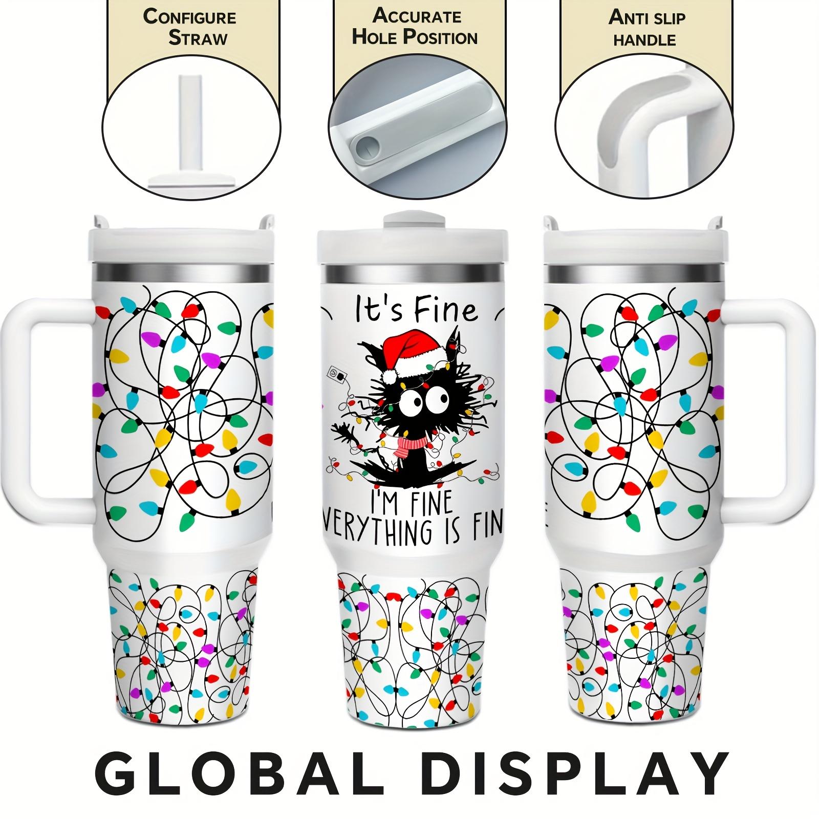 1 40 oz insulated sippy cup, Fun Christmas - Vacuum Coffee Mug with Double Stainless Steel and Handle - Perfect for Christmas, Thanksgiving and Valentine's Day, Local Warehouse, Easy Mug for Hot and Cold Drinks, Kitchen Essentials.