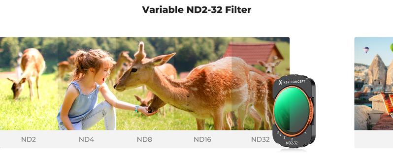 K&F Concept 4 Pack Magnetic Filter Set Compatible with DJI Osmo Pocket 3, CPL Polarizer Filter, Variable ND2-32, Black Diffusion Mist 1/4, Wide Angle Lens, Action Camera Accessories