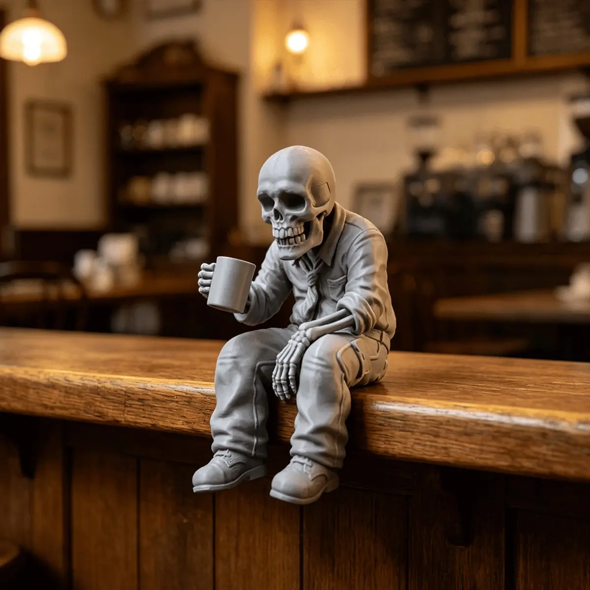 Office Skeleton Decor, Halloween Desk Decoration, Indoor Living Room Shelf Ornament, Office Seating Pose Skull Home Decor, Festive Tabletop Accent