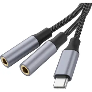 USB C to  3.5mm Female Headphone Splitter, Type C to Headphone Audio Jack Adapter for , iPad Pro, Galaxy S24, Pixel and  - 0.9FT