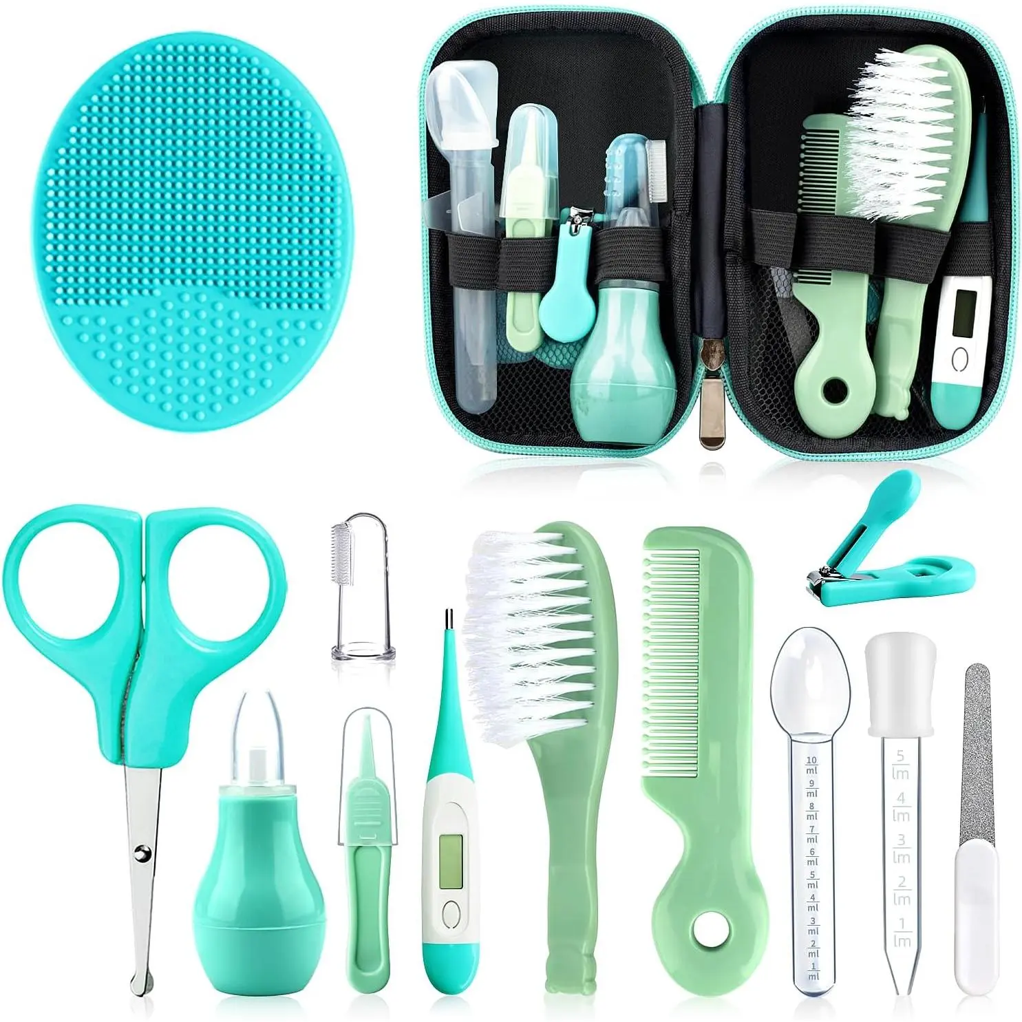 Baby Grooming Kit, Infant Safety Care Set with Hair Brush Comb Nail Clipper Nasal Aspirator,Baby Essentials Kit  Newborn Girls Boys
