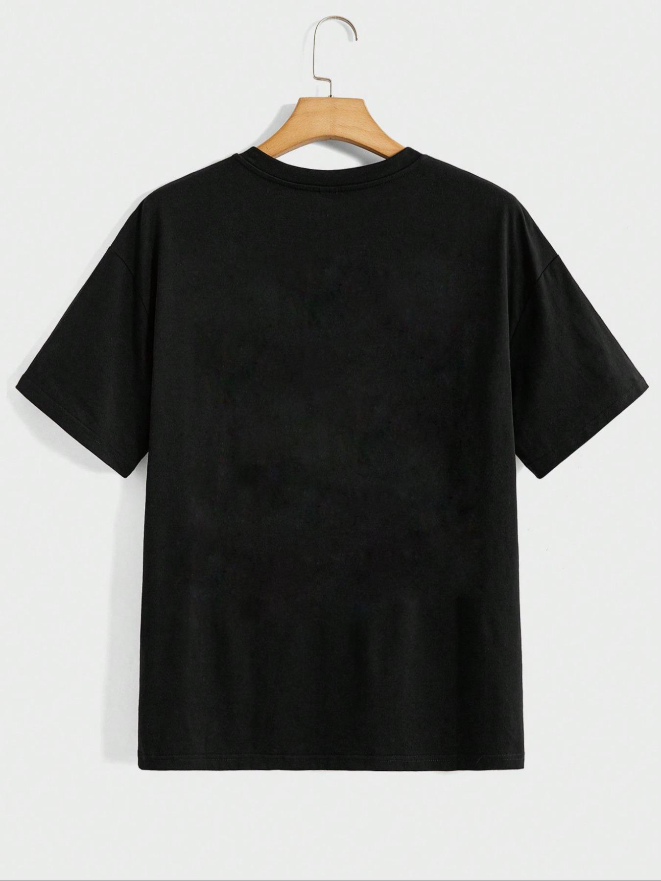 Men's Casual Letter Print Round Neck Tee, Regular Fit Short Sleeve Crew Neck T-Shirt for Daily Wear, Casual Streetwear Top, Casual Fashion Summer Top for Men Gift