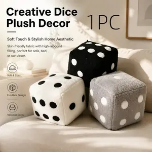 Creative Dice Plush Pillow, Soft Skin-Friendly Cube Cushion with Fun Dice Pattern for Sofa, Bed & Car Decor