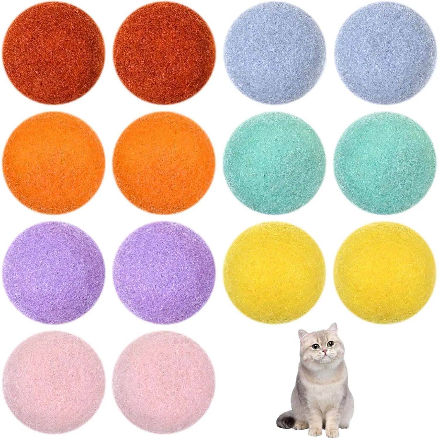 14 count   Ball Toys, Quiet Play Felt  Ball Toys Kitty Kicker Exercise , Fun Colorful Kitty Kitten  for Interactive Kitten Balls for Indoor 1.2in