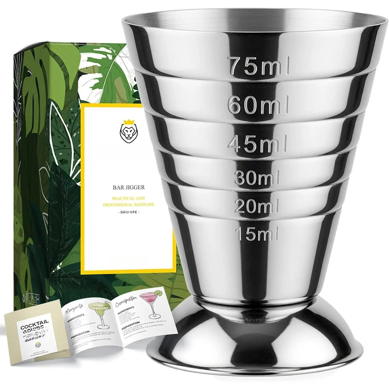 2.5oz Measuring Cup, Stainless Steel  Jigger for Bartender | 3 Units Measurement Markings, 2.5 oz, 75ml, 5 Tbsp, Shot Measure Cup for  Recipes, Jigger for Bar Supplies Restaurant