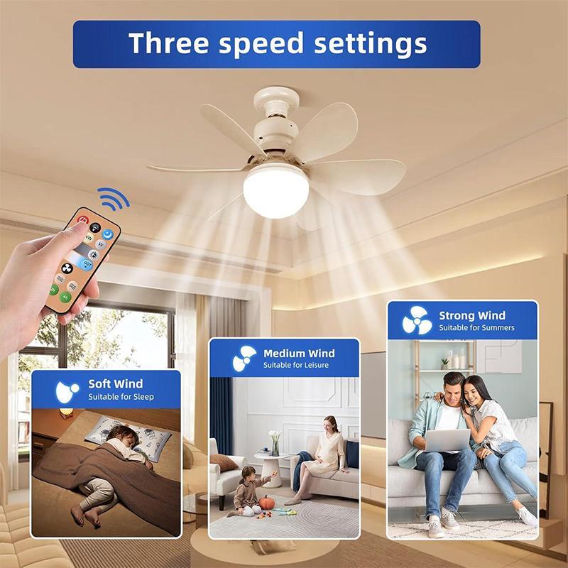Ceiling Fan with Light & Remote Control, Quiet Ceiling Fan with 6 Blades, Low Profile Ceiling Fan with Light for Bedroom, Garage, Kitchen, Living Room
