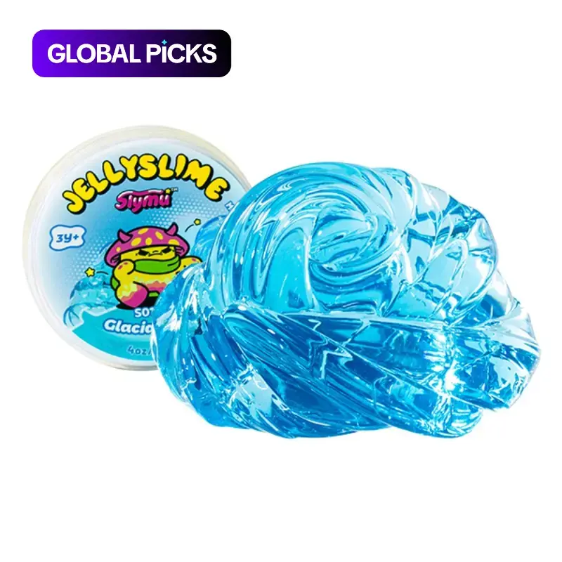 Slymu Jelly Slime Glacial Ooze - Clear, Blue, Unscented, Sensory Fidget Toys, Squish Squishy, Satisfying Squishy, 4 oz, Stress Relief, ASMR, Crisp Texture, Party Favors for Kids, Birthday Gifts, Goodie Bag Stuffers