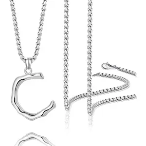 A-Z Letter Pendant Necklace Mens Womens