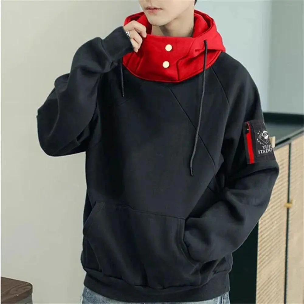 Halloween Anime Itadori Yuji Unisex Fit Costume Set - Adult Asian Size Longsleeves Sweatshirt, Pullover Coat, Casual Hoodie Jacket, Pink Wig, Costume Wear