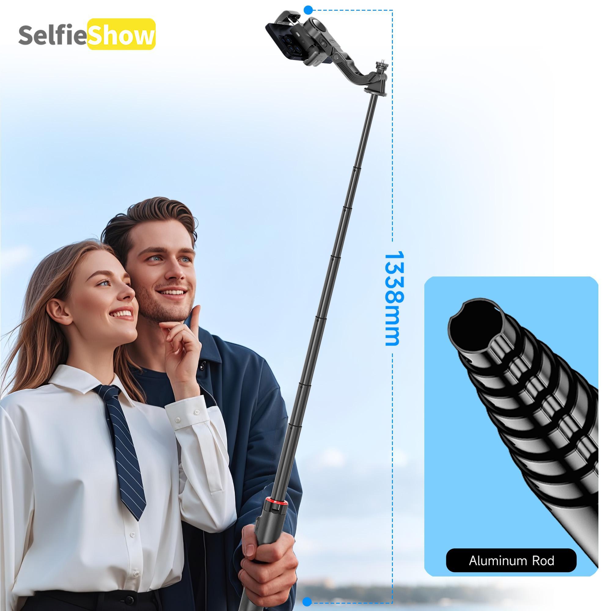 SELFIESHOW Multifunctional Stabilizer Tripod Selfie Stick, Face Tracking Selfie Stick with Remote Control, Camera Stand, Adjustable Selfie Accessories, Gimbal Stabilizer, Tripod Standing Photo, Black