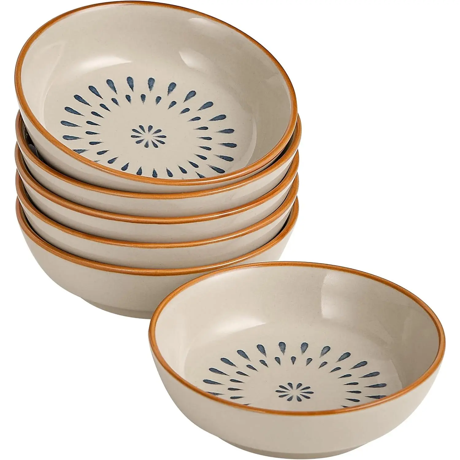 Dipping Bowls, Soy Sauce Dishes, 4 OZ Small Serving Bowls & Appetizer Plates Set of 6, Ceramic Ramekins for Sushi, Condiment, Ketchup, BBQ Party, 4 Inch