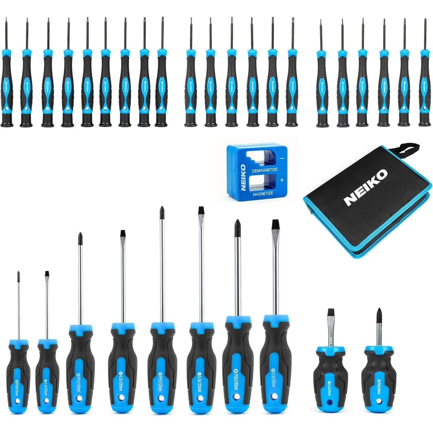 01379A Screwdriver Set, 32 Piece Screwdrivers,, Flathead, Slotted, and Torx, Includes Magnetizer and Demagnetizer, Small Screwdrivers