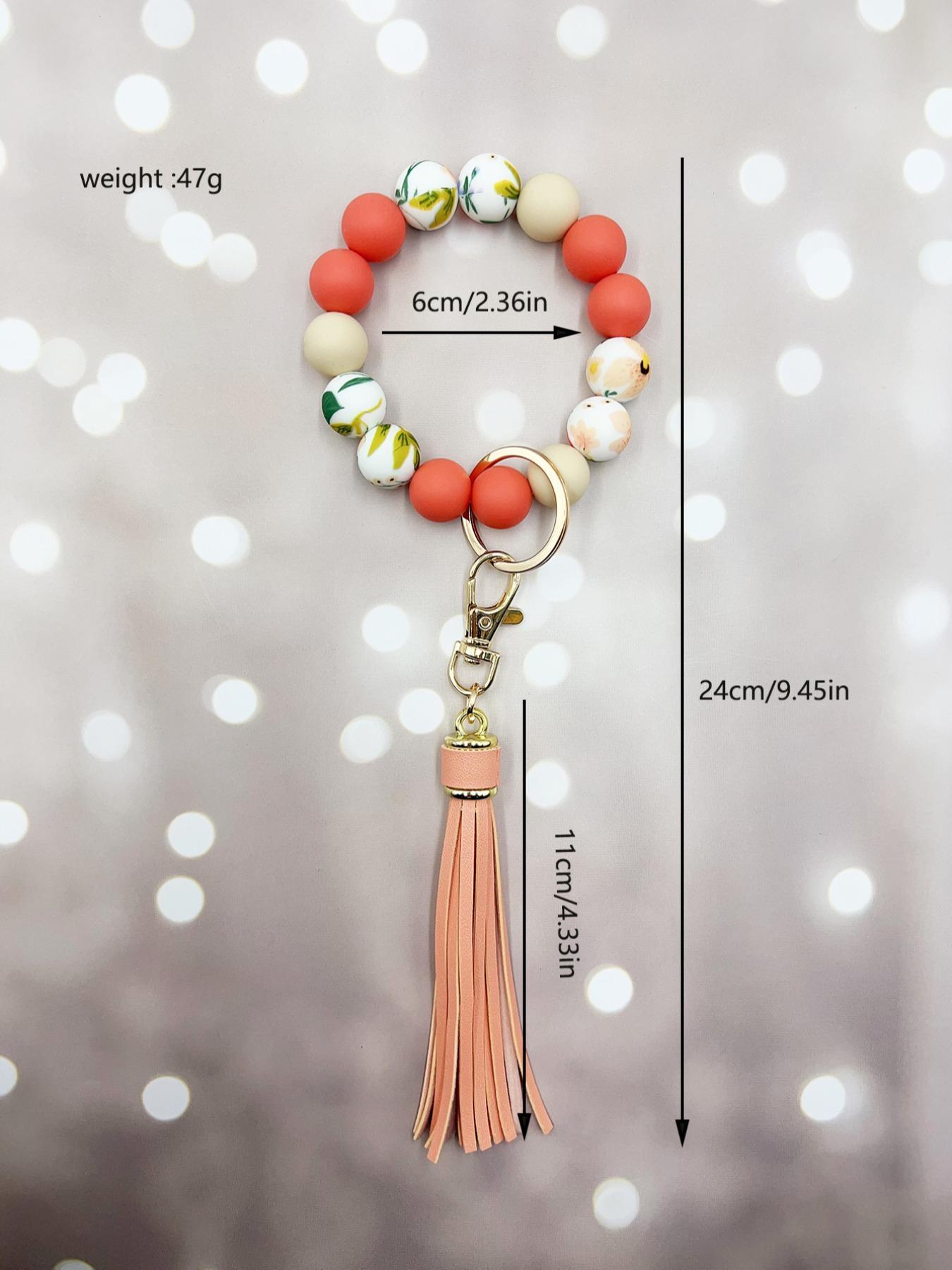 Women's Cute Colorblock Beaded Tassel Design Keychain, Trendy Exquisite Beaded Keychain, Charm, Chic Accessories for Daily & Party Decoration, Stylish Keychain