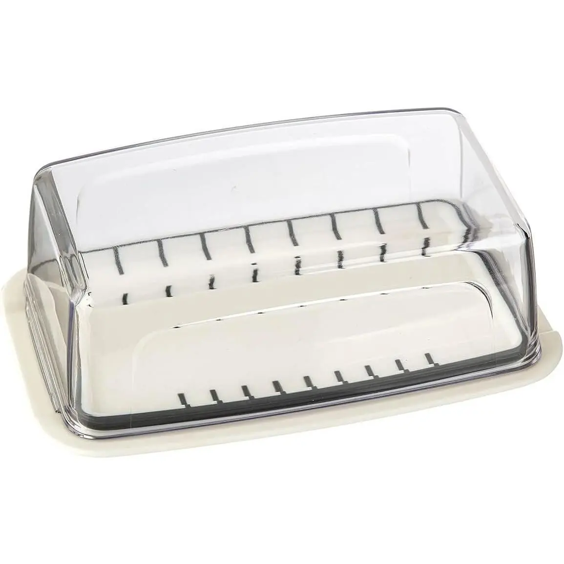 International Corp. Butter or Cream Cheese Keeper Dish with Wide Design and Plastic Cover Clear  Size Fits
