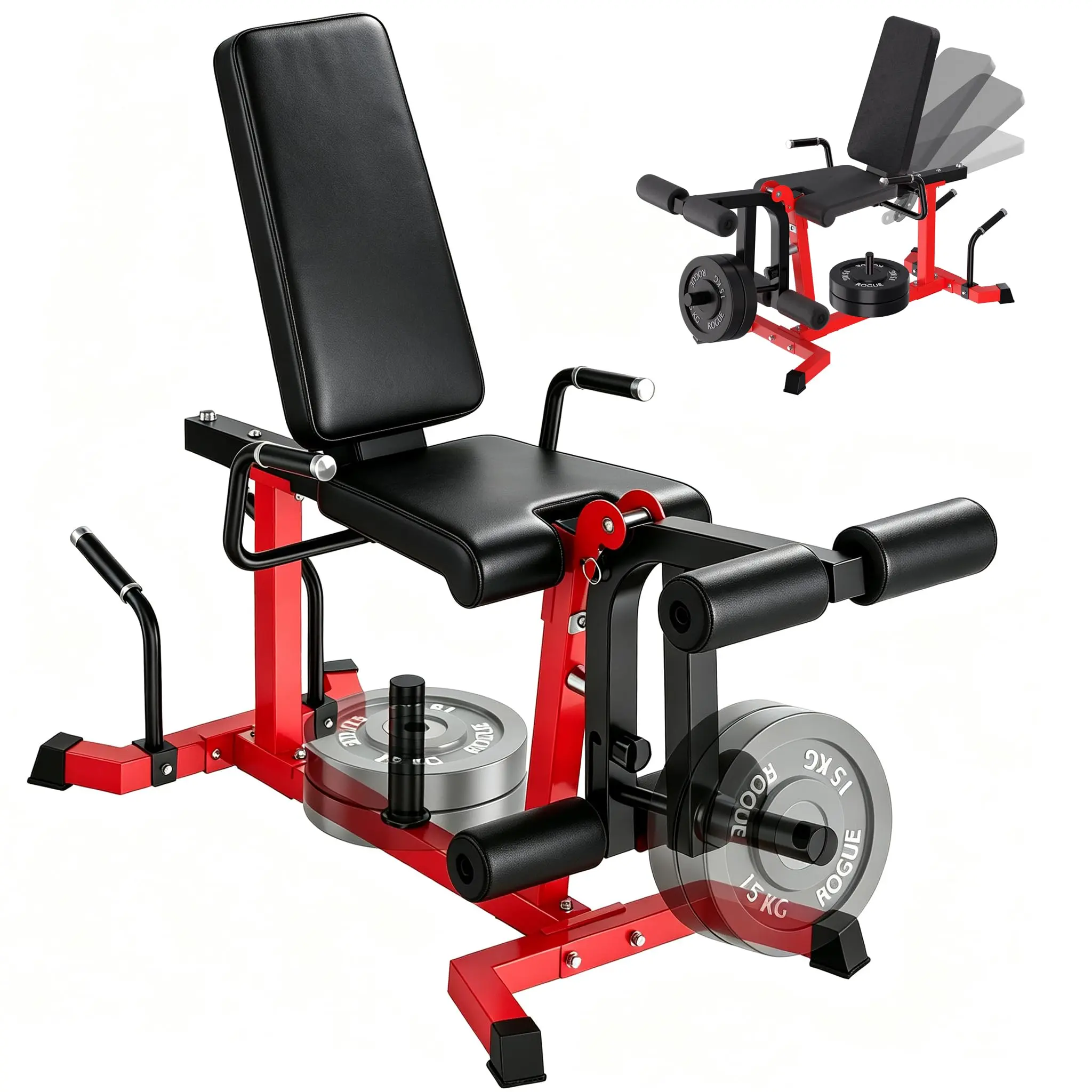 Unisex Adjustable Seat-Based Leg Extension and Curl Machine SUB1922 - Multifunctional Strength Training Equipment for Home Gym Lower Body Muscle Workouts